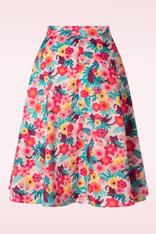 Vixen - Floral Cat Flare Skirt in Multi 2