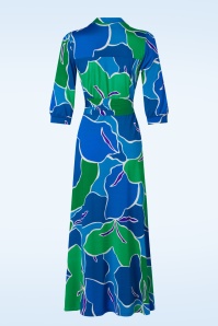 K-Design - Vera Crossover maxi jurk in blauw en groen 4