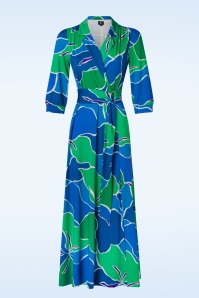 K-Design - Robe cache-coeur longue Vera en bleu et vert 2