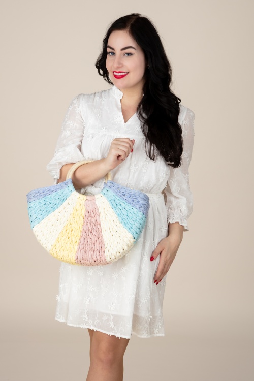 Amici - Orleans Woven Rattan Bag in Pastel 2