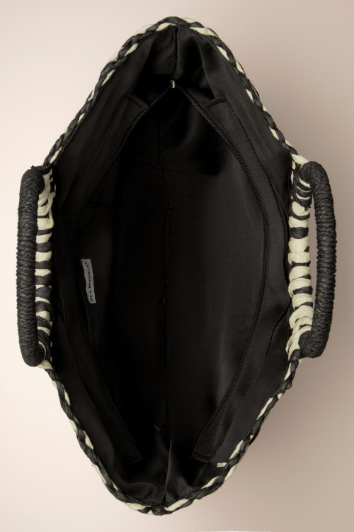 Amici - Monaco Woven Rattan Bag in Black and White 5