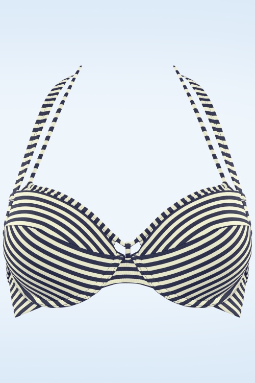 holi vintage blue-ecru push up bikini top - marlies dekkers lingerie