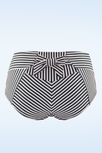 Marlies Dekkers - Culotte de Bikini Taille Haute Holi Vintage en Bleu et Écru 2