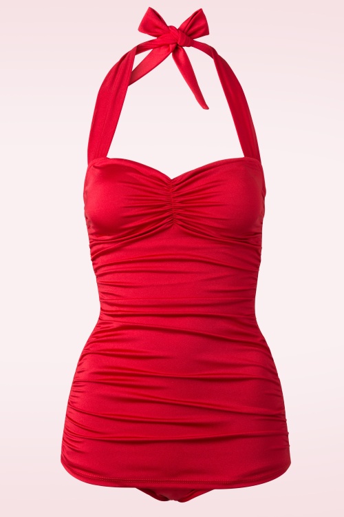 Esther Williams - Classic Fifties One Piece Swimsuit en Rouge 2