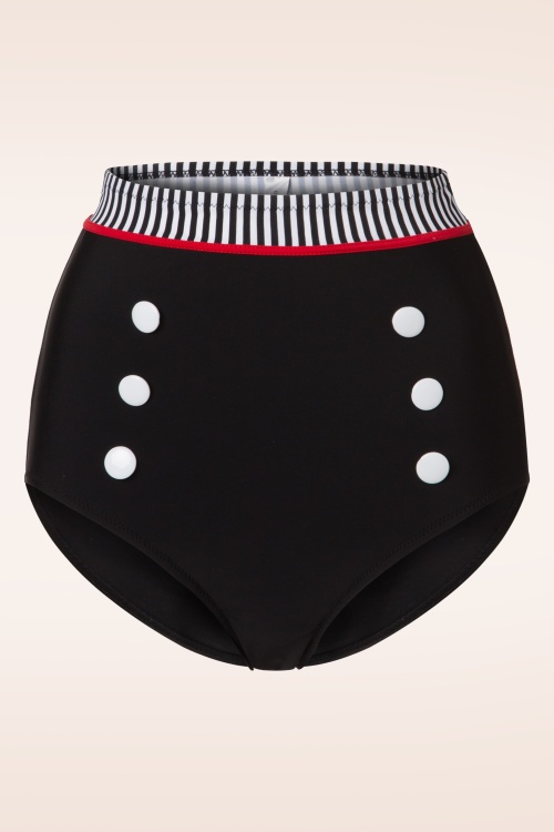 Belsira - 50s Debra Polkadot Stripes Halter Bikini Top in Black and White