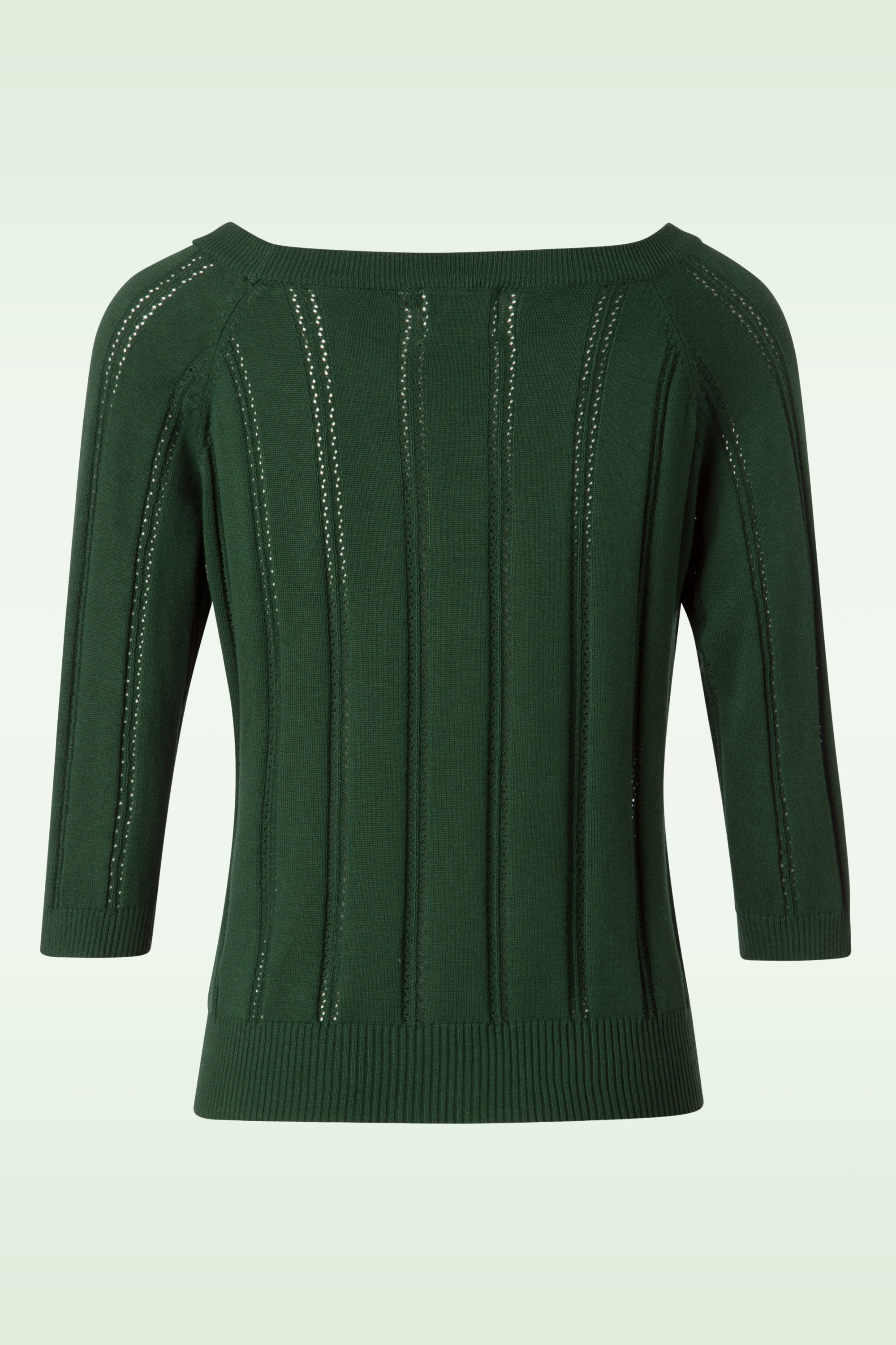 Banned Retro - Belle Bow Pointelle-top in bosgroen 2