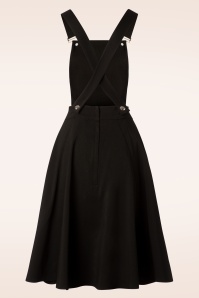 Collectif Clothing - Kayden Overalls Swing Dress Années 50 en Noir  2