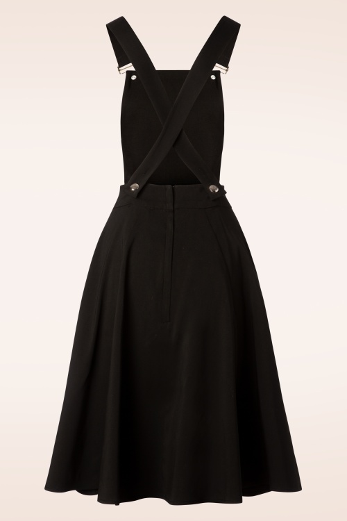 Collectif Clothing - Kayden Overalls Swing Dress Années 50 en Noir  2