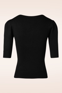 Collectif Clothing - Chrissie Knitted Top Années 50 en Noir 2