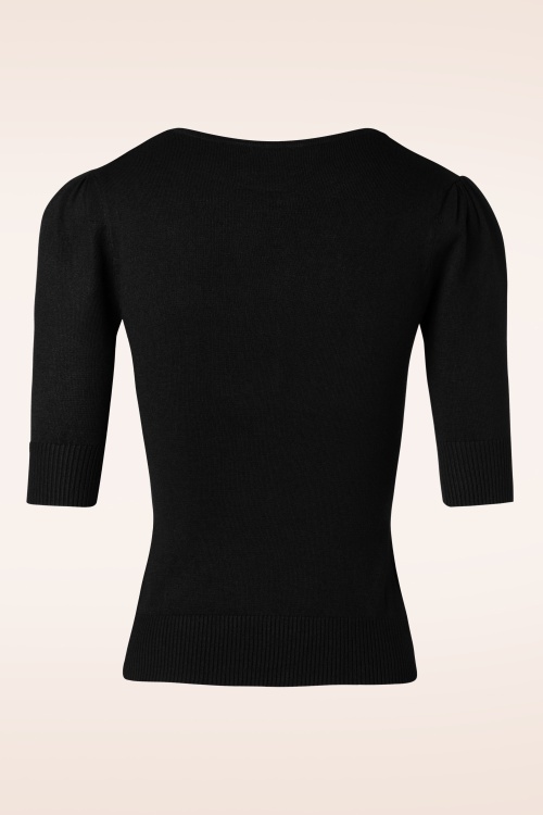 Collectif Clothing - 50s Chrissie Knitted Top in Black 2