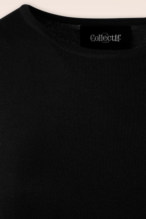 Collectif Clothing - Chrissie Knitted Top Années 50 en Noir 3