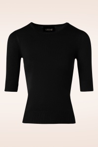 Collectif Clothing - 50s Chrissie Knitted Top in Black