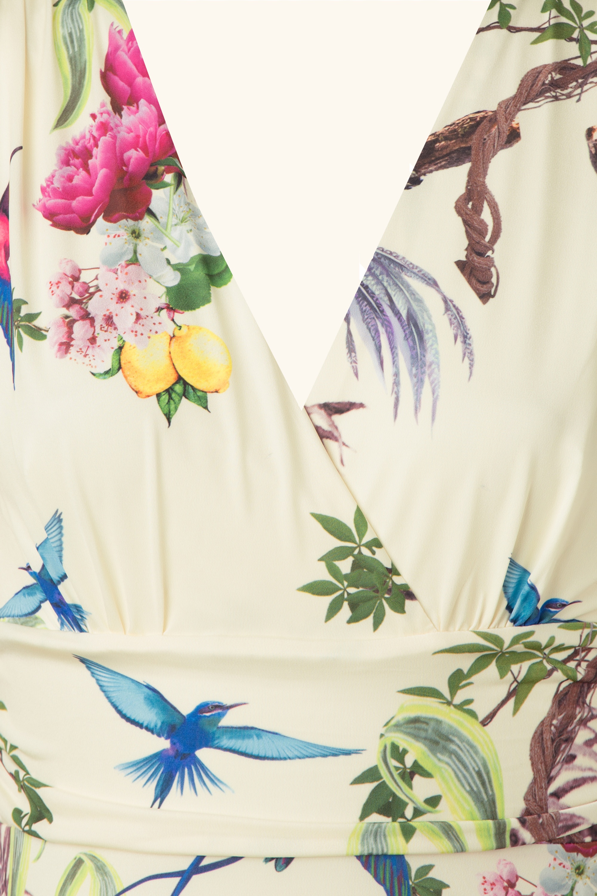Vintage Chic for Topvintage 50s Helene Lemon Tropical Maxi Dress in Cream Shop at Topvintage
