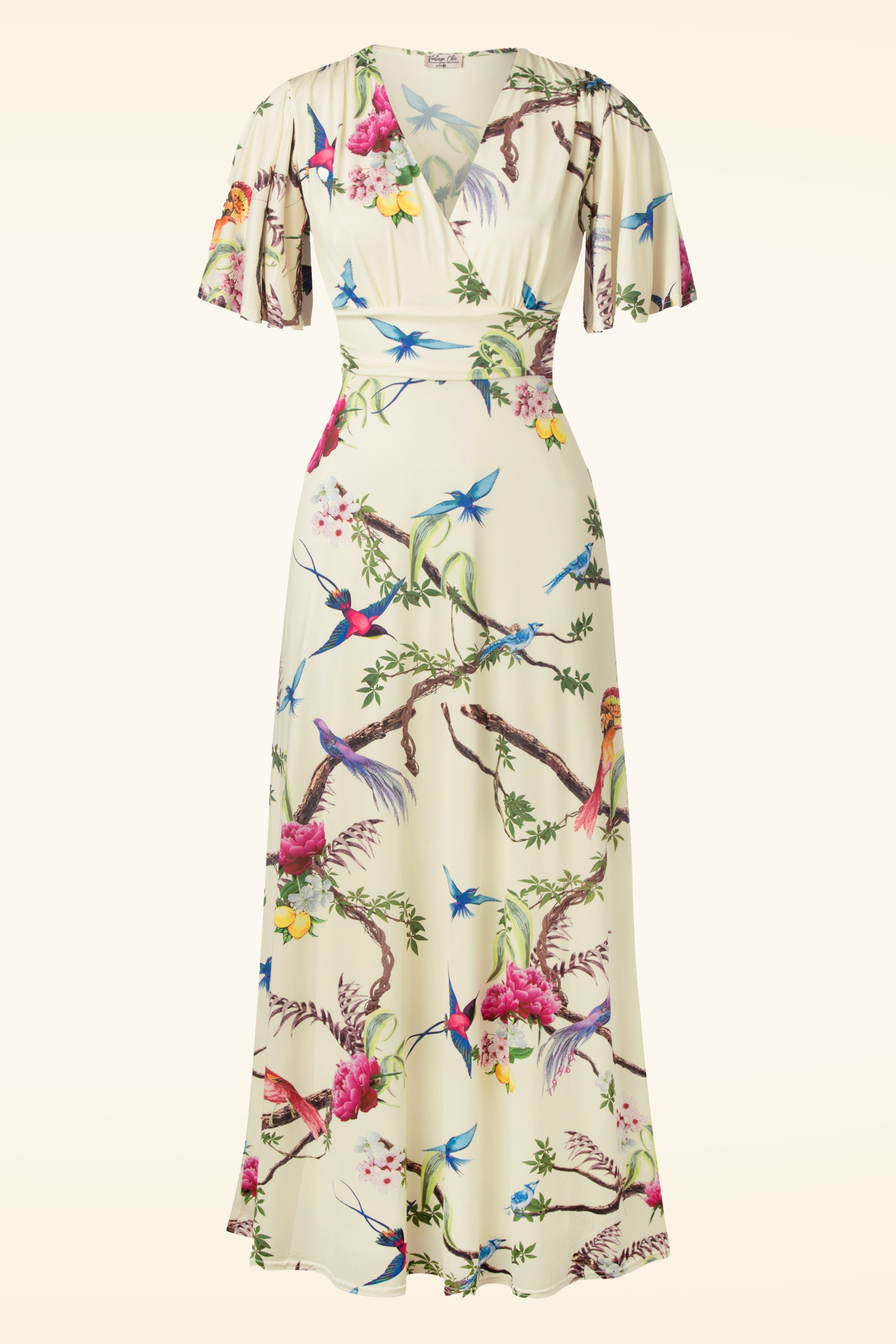 Vintage Chic for Topvintage - Helene Lemon Tropical Maxi Dress Années 50 en Crème