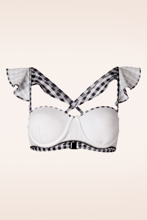 Belsira - 50s Gigi Gingham Bikini Top in Black and White 7
