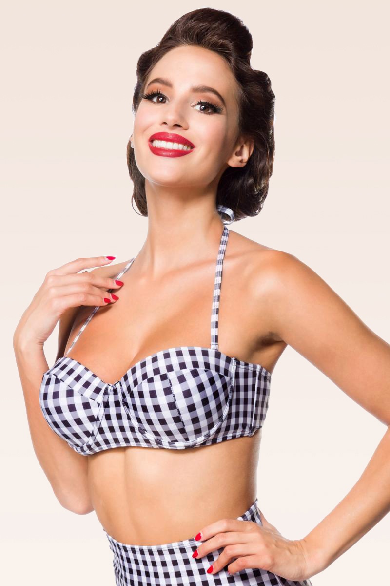 Belsira - Gigi Gingham bikinitop in zwart en wit 3