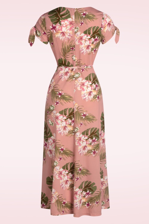 Vixen - Tropical Flowers Midi Dress en Rose 2