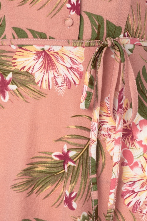 Vixen - Midi-jurk met tropische bloemen in roze 4
