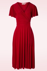 Vintage Chic for Topvintage - Irene – Überkreuztes Swing-Kleid in Rot