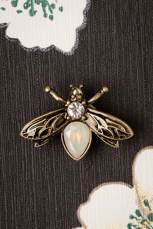 Lovely - Crystal Bug Brooch Années 30 en Doré