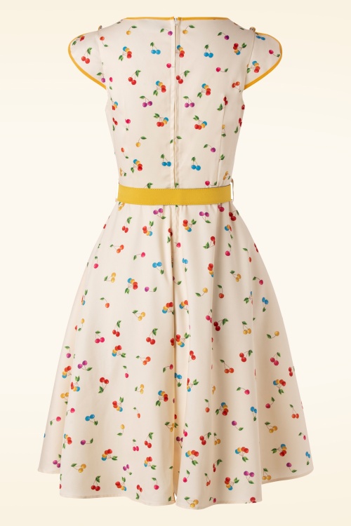 Vixen - 50s Chacha Cherry Swing Dress in Cream 2
