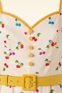 Vixen - 50s Chacha Cherry Swing Dress in Cream 3