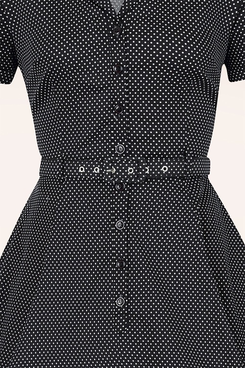 Collectif Clothing - Caterina Mini Polka Dot Swing Dress Années 50 en Noir 3