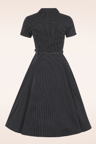Collectif Clothing - Caterina Mini Polka Dot Swing Dress Années 50 en Noir 4