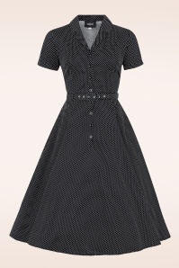Collectif Clothing - 50s Caterina Mini Polka Dot Swing Dress in Black