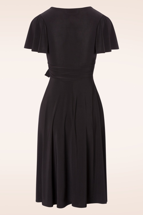 Vintage Chic for Topvintage - 40s Irene Cross Over Swing Dress in Black 4