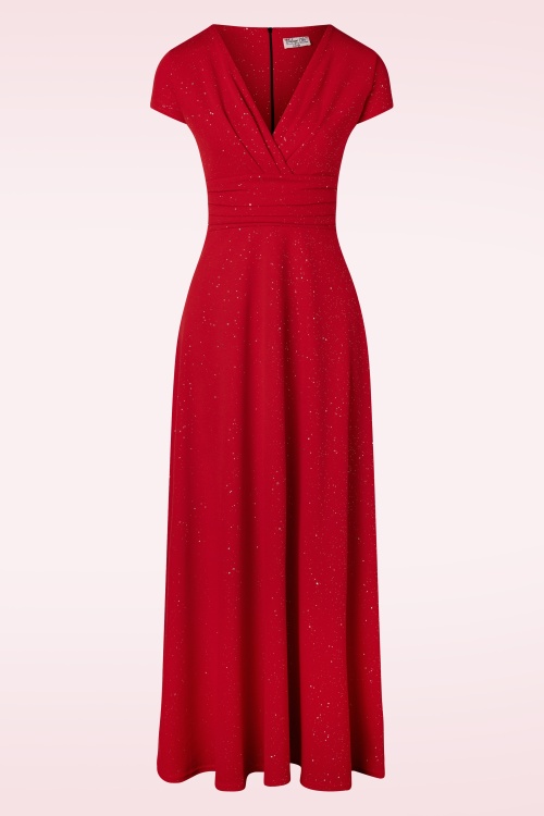Vintage Chic for Topvintage - Rinda Glitter Maxi Dress en Rouge