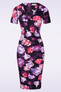Vintage Chic for Topvintage - 50s Noa Floral Pencil Dress in Purple and Red
