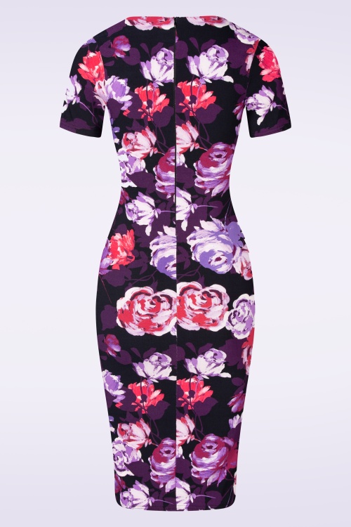 Vintage Chic for Topvintage - 50s Noa Floral Pencil Dress in Purple and Red 2
