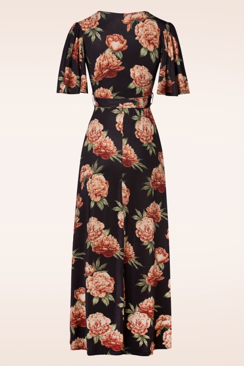 Vintage Chic for Topvintage - Olivia Floral Maxi Dress Années 50 en Noir Multi 2