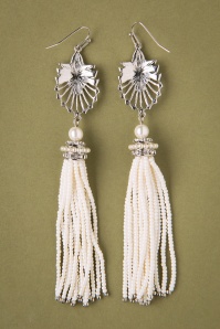Lovely - 20s Deco Tassel Earrings in Ivory 3