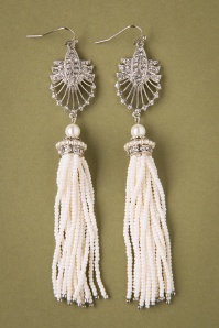 Lovely - 20s Deco Tassel Earrings in Ivory 2