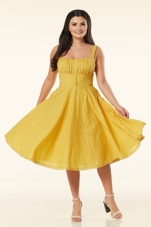 Timeless - 50s Valerie Swing Dress in Mustard 4