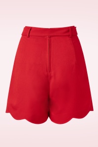 Banned Retro - 50s Ahoy Scallop Shorts in Red 4