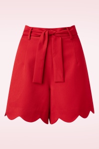 Banned Retro - 50s Ahoy Scallop Shorts in Red
