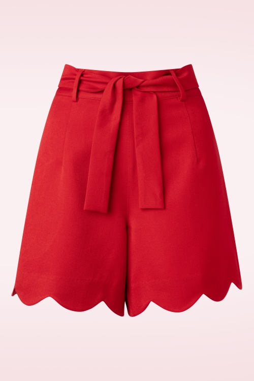 Banned Retro - Ahoy Scallop Shorts in Rot