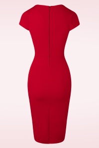 Vintage Chic for Topvintage - Vivien pencil jurk in diep rood  4