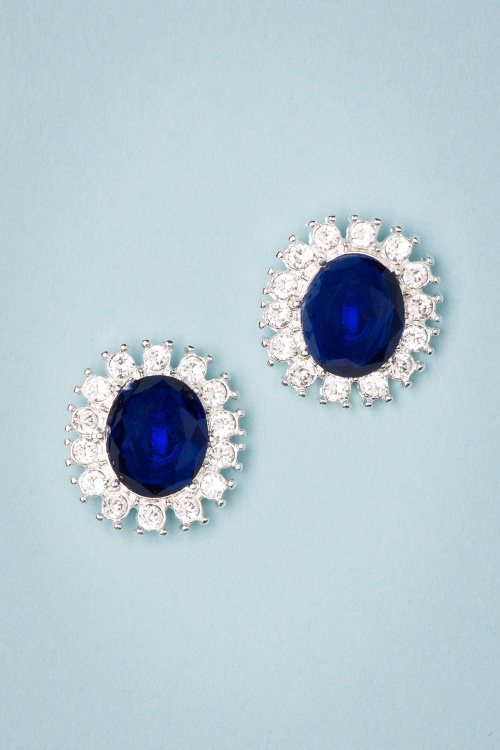 Lovely - Lady Diana Pearl Choker Necklace en Bleu Saphir
