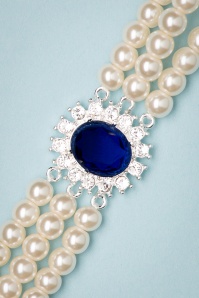 Lovely - Lady Diana parel choker ketting in saffierblauw 2