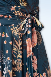 Vintage Chic for Topvintage - Irene Floral Cross Over Swing Dress Années 50 en Bleu Pétrole 3