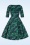 Topvintage Boutique Collection - Exklusiv bei Topvintage ~ Adriana Peacock Swing-Kleid mit langen Ärmeln in Marineblau 4