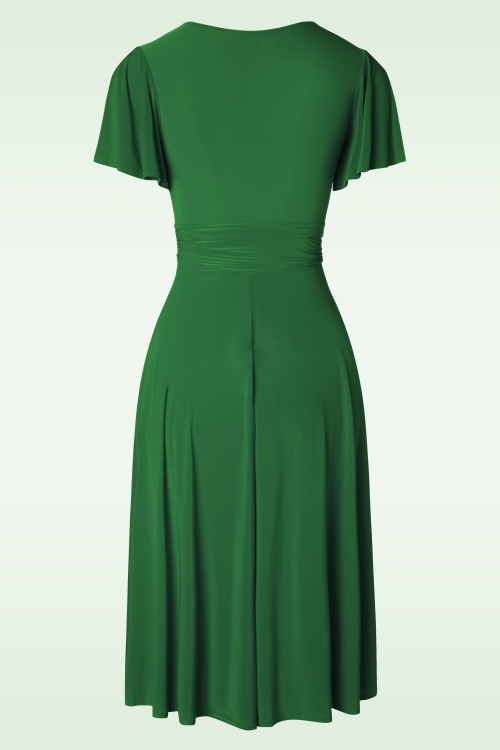 Vintage Chic for Topvintage - Irene overslag swingjurk in groen 4
