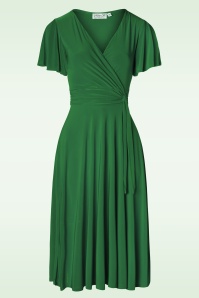 Vintage Chic for Topvintage - Irene overslag swingjurk in groen 2