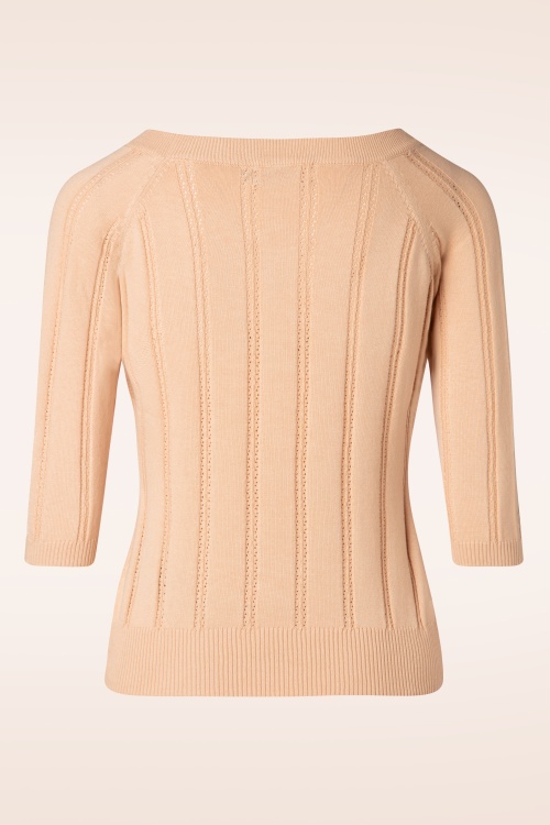 Banned Retro - Belle Bow Pointelle Top in Beige 4