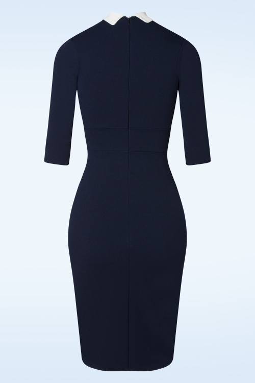 Vintage Chic for Topvintage - 60s Sally Pencil Dress in Navy and White 3