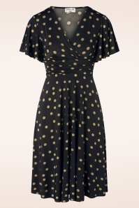 Vintage Chic for Topvintage - 50s Sadie Polkadot Swing Dress in Black and Mocha